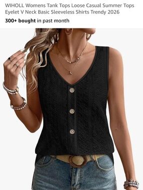 WIHOLL XXL Black Women's Tank Top